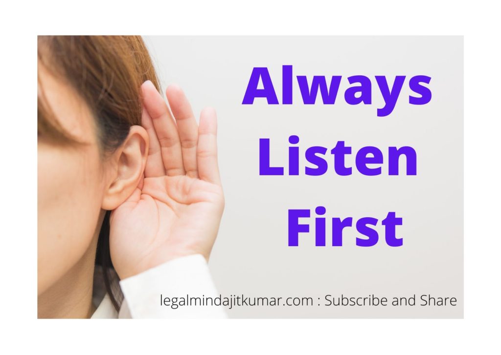 Girl giving ear to listen first showing Art of listening.